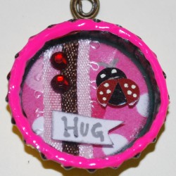 "Hug A Bug" Shadow Box Bottle Cap Necklace (Front)