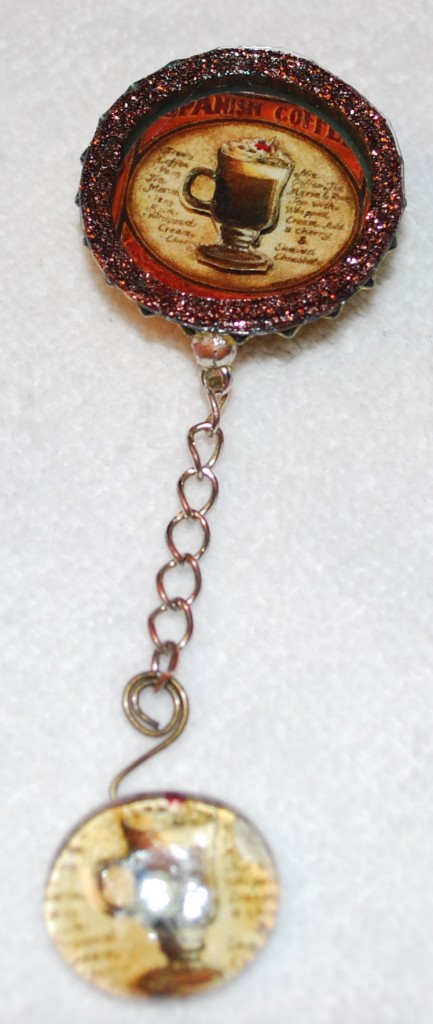 Bottle Cap Spanish Coffee Magnet with Cabochon Charm