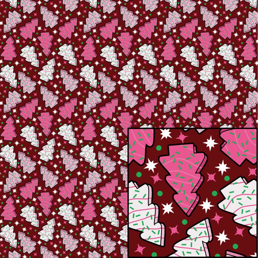 Digital Pattern Paper – Pink Christmas Tree Cakes – D-1308224 Digital Pattern Paper – Pink Christmas Tree Cakes – D-1308224